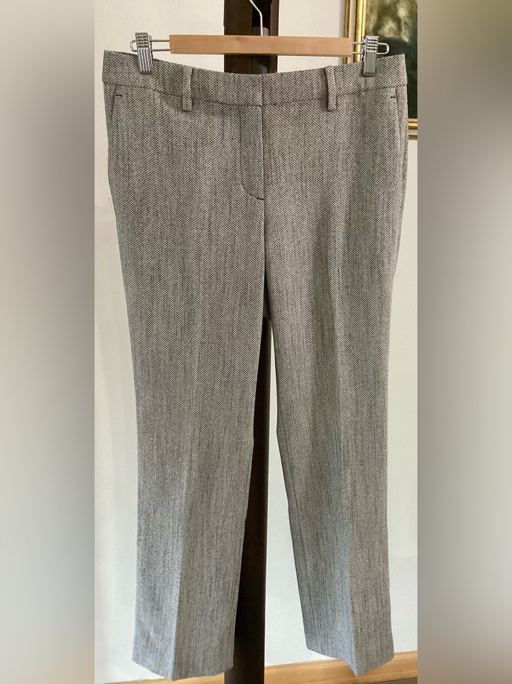 Ann Taylor Petite Curvy Fit Grey Herringbone Dress Pants Trouser Size 6P